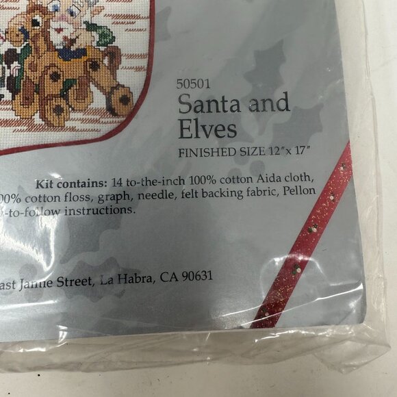 Something Special Counted Cross Stitch Kit Santa Elves Christmas Stocking Cotton - Picture 3 of 3